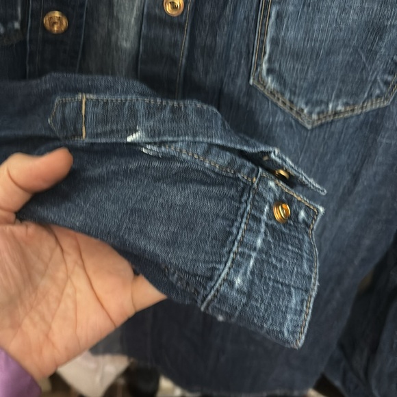 Seven for all mankind, dark wash, denim shirt xs - Picture 7 of 11